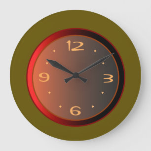 Reloj Redondo Grande Verde atmosférico con efectos de iluminación roja