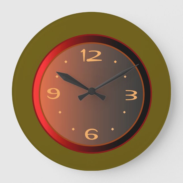 Reloj Redondo Grande Verde atmosférico con efectos de iluminación roja (Anverso)