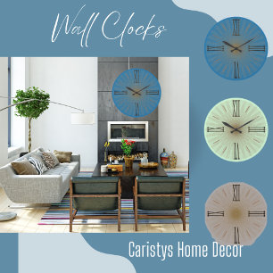 Reloj Redondo Grande Verde azulado azul contemporáneo numero romano gra