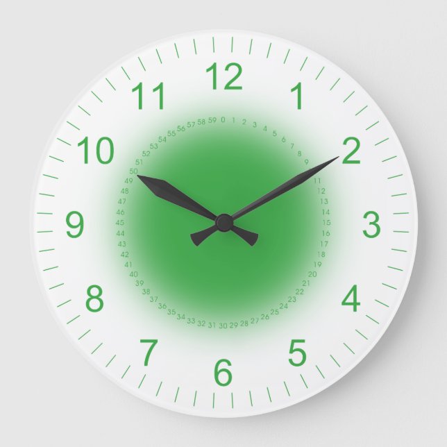 Reloj Redondo Grande Verde brillante en blanco (Anverso)