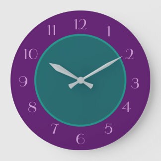 Reloj Redondo Grande Verde claro Verde azulado con borde morado oscuro