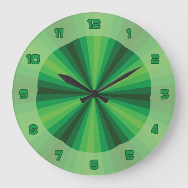 Reloj Redondo Grande Verde de ilusión óptica (Anverso)