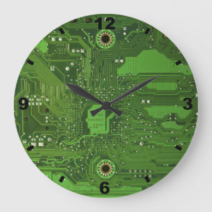 Reloj redondo grande VERDE de la PLACA MADRE