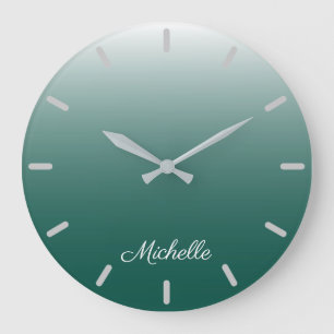 Reloj Redondo Grande Verde degradado oscuro personalizado