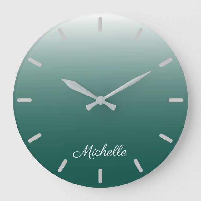 Reloj Redondo Grande Verde degradado oscuro personalizado (Anverso)