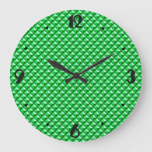 Reloj Redondo Grande Verde esmeralda, aspecto esmaltado, rejilla trenza
