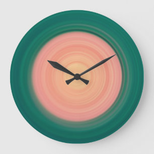 Reloj Redondo Grande Verde forestal y rosa salmón