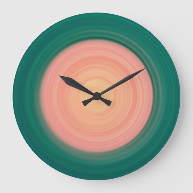 Reloj Redondo Grande Verde forestal y rosa salmón (Anverso)