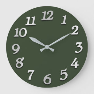 Reloj Redondo Grande Verde gris gris del prado de los números mínimos