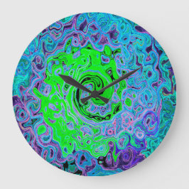 Reloj Redondo Grande Verde Lima Groovy Abstracto Retro Torbellino Líqui
