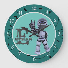 Reloj Redondo Grande Verde lindo | Robot | Diseño de patrones Acrílico