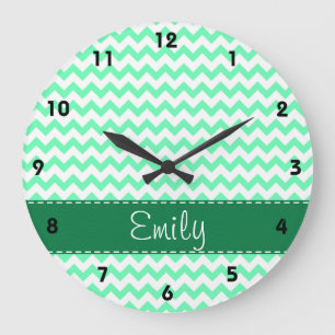 Reloj Redondo Grande Verde menta Chevron