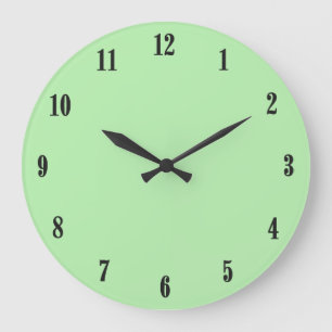 Reloj Redondo Grande Verde menta sólido con números negros