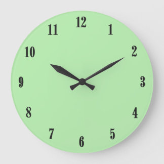 Reloj Redondo Grande Verde menta sólido con números negros
