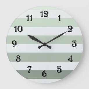Reloj Redondo Grande Verde Sabio Chic y Rayas Blancas
