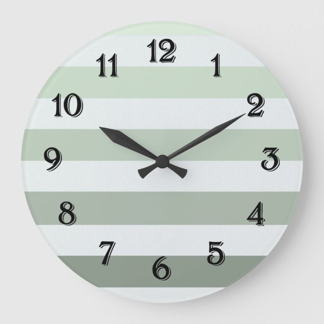 Reloj Redondo Grande Verde Sabio Chic y Rayas Blancas (Anverso)