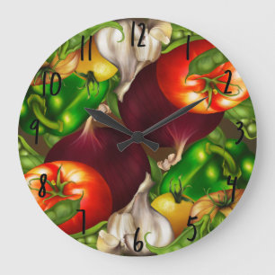 Reloj Redondo Grande Verduras y comida fresca natural orgánica de las