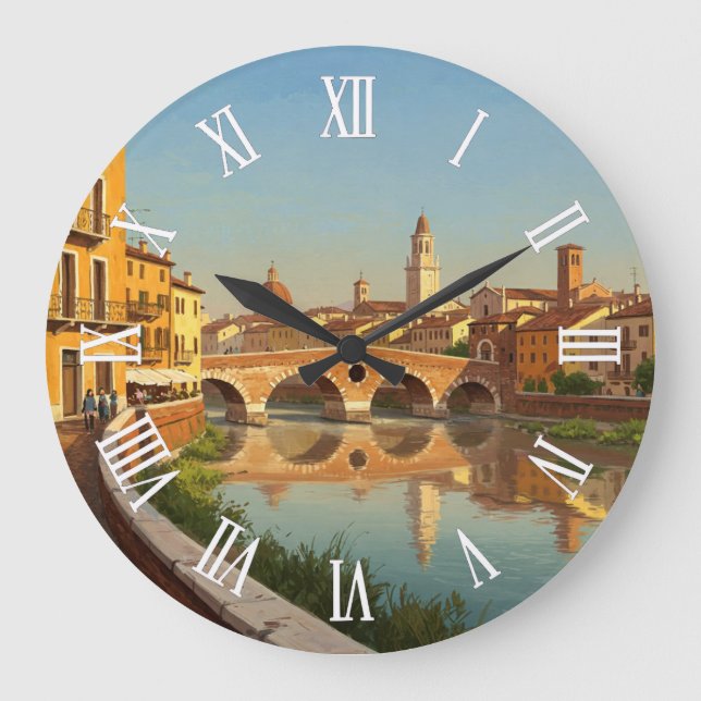 Reloj Redondo Grande Verona Italy Bridge Travel (Anverso)