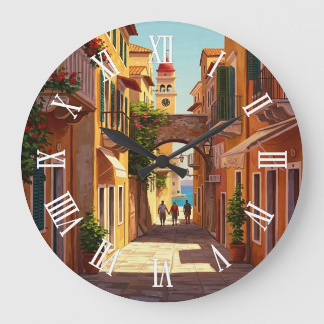 Reloj Redondo Grande Viaje a Corfú Grecia (Anverso)