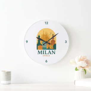 Reloj Redondo Grande Viaje de Milán Italia Vintage Retro Duomo