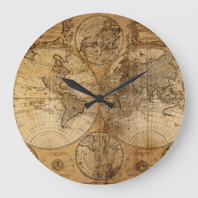 Reloj Redondo Grande Viaje histórico: Mapa Mundial de 1746 (Anverso)
