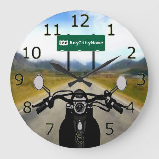 Reloj Redondo Grande Viaje por carretera en motocicleta personalizado