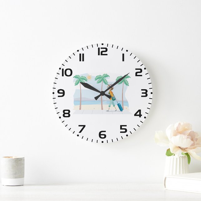 Reloj Redondo Grande Viajero de vacaciones tropicales viaje en playa di (Subido por el creador)