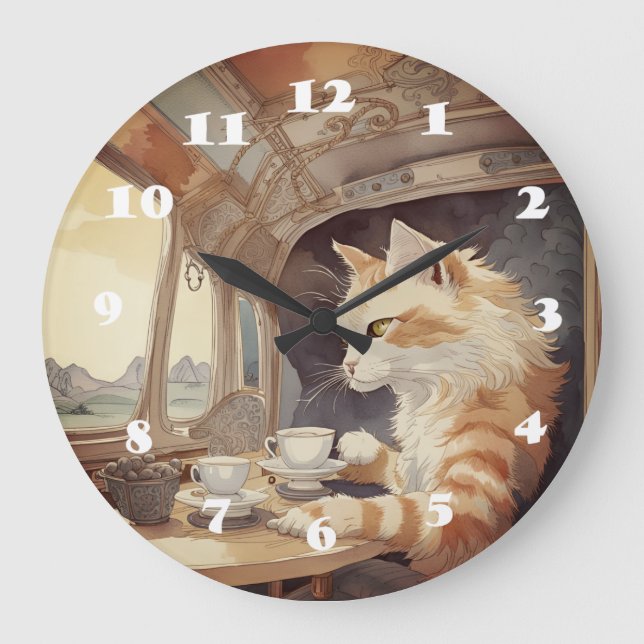 Reloj Redondo Grande Viajero Gato  (Anverso)