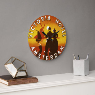 Reloj Redondo Grande Viajes antiguos, Hotel Victoria, Amsterdam, Holand