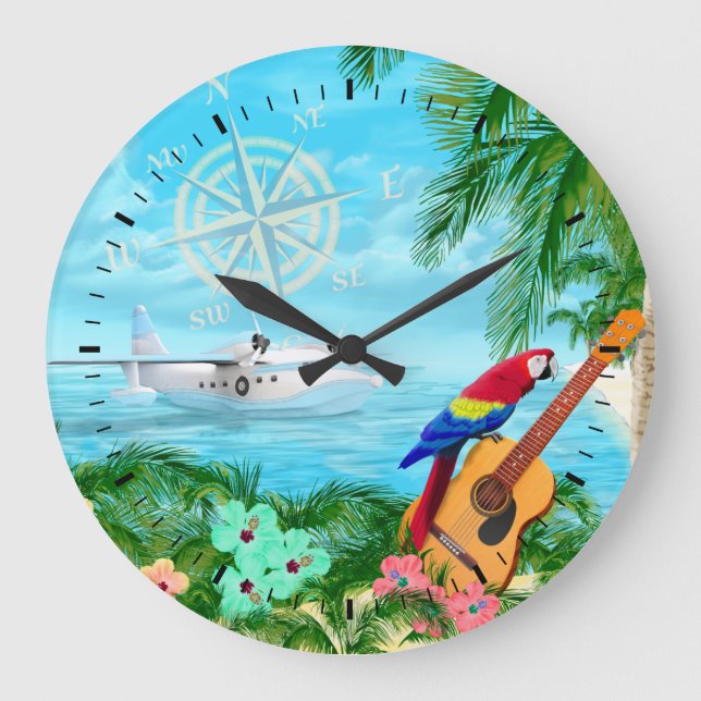 Reloj Redondo Grande Viajes tropicales (Anverso)