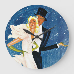 Reloj Redondo Grande Viajes vintage, amor por el invierno romántico en