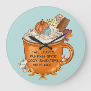 Reloj Redondo Grande Vibes de especias de calabaza