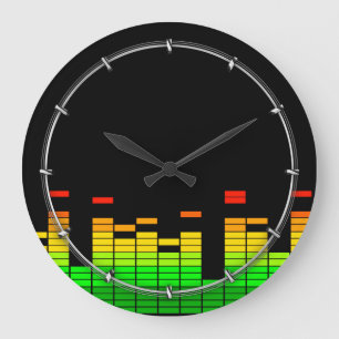 Reloj Redondo Grande Vibes ecualizadoras del ritmo de DJ Music Graphic