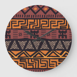 Reloj Redondo Grande Vibes étnicas africanas al estilo bohemio