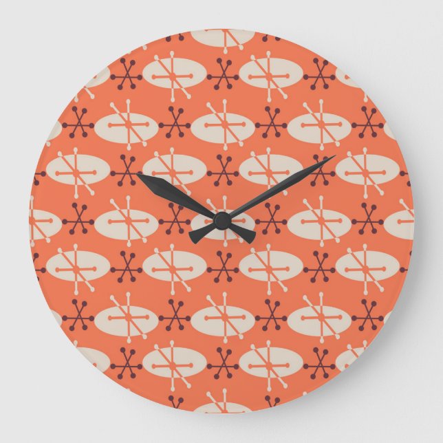 Reloj Redondo Grande Vibes retro: Patrón de ráfagas geométricas (Anverso)