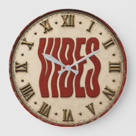 Reloj Redondo Grande Vibes Retro Typography