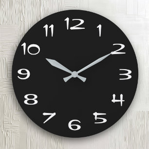 Reloj Redondo Grande Vibra Retró Negro y Blanco