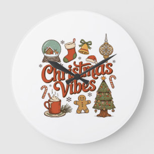 Reloj Redondo Grande Vibraciones de Navidad Globo de Nieve Hombre de Je