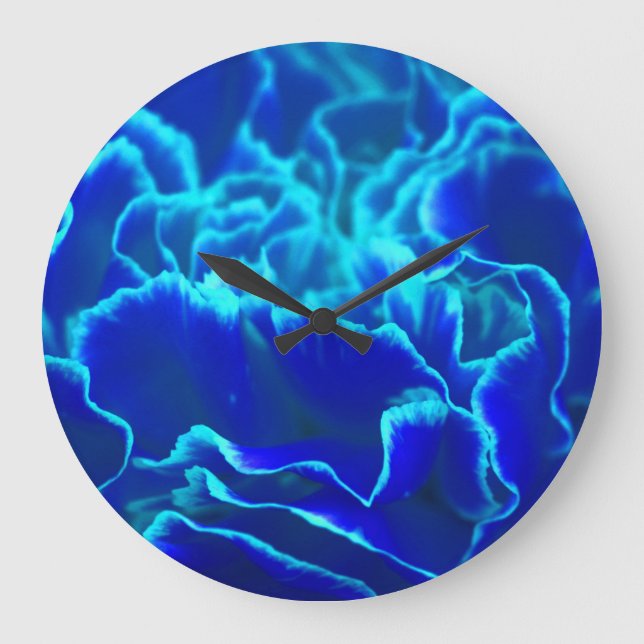 Reloj Redondo Grande Vibrant Blue and Teal Carnation Flower (Anverso)