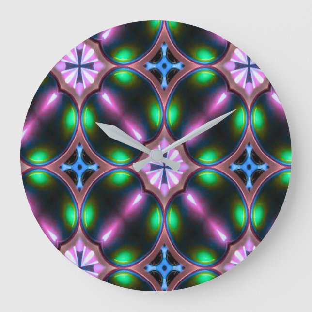 Reloj Redondo Grande Vibrant Modern Geometric Abstract (Anverso)