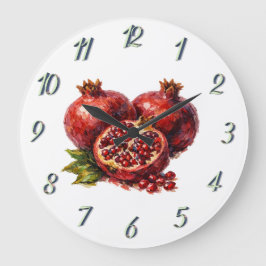 Reloj Redondo Grande Vibrant Pomegranate Kitchen Gift Bold Red Aestheti