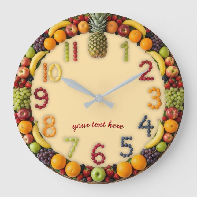 Reloj Redondo Grande Vibrant Summer Fruit Salad Wall Clock - Custom (Anverso)