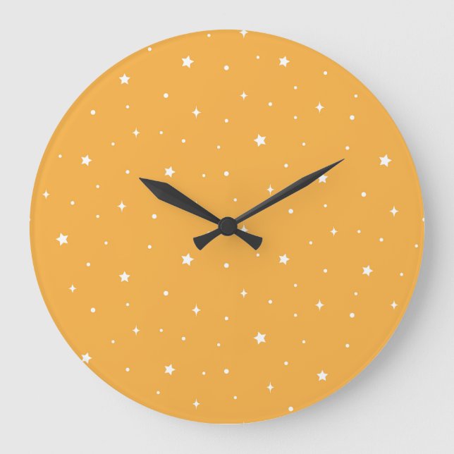 Reloj Redondo Grande Vibrant Yellow And White Galaxy Stars Graphic (Anverso)