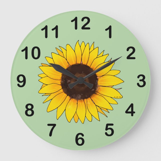 Reloj Redondo Grande Vibrant Yellow Sunflower Bloom (Anverso)