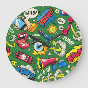 Reloj Redondo Grande Vibrante arte pop retro urbano