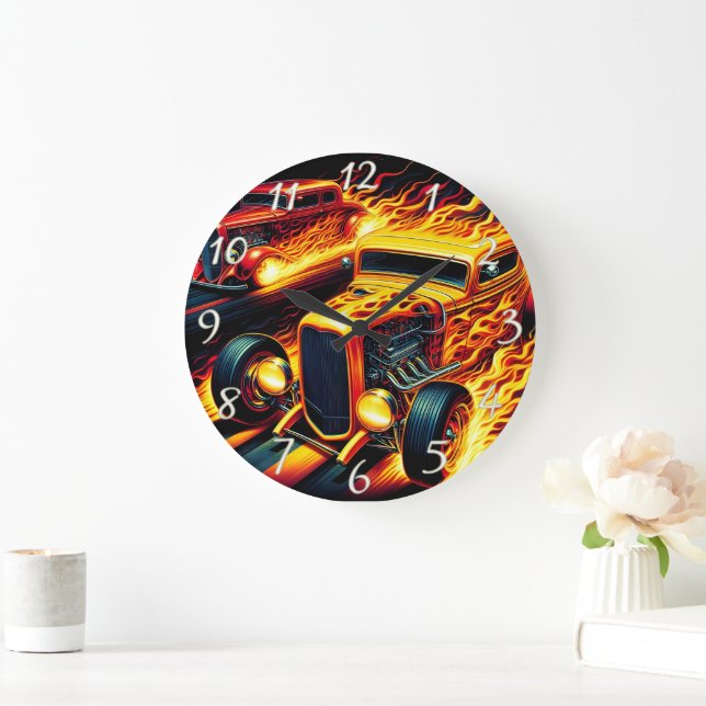 Reloj Redondo Grande Vibrante carrera de varillas calientes bajo una ll (Hogar)