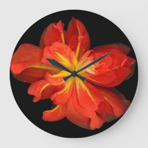 Reloj Redondo Grande Vibrante Naranja Begonia Macro