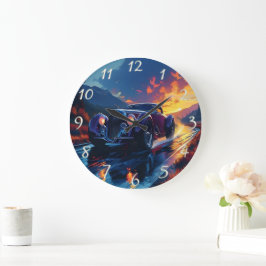 Reloj Redondo Grande Vibrante varilla caliente cruzando al atardecer en