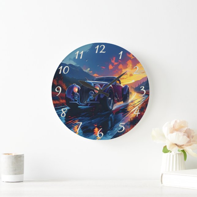 Reloj Redondo Grande Vibrante varilla caliente cruzando al atardecer en (Hogar)