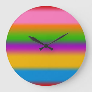 Reloj Redondo Grande Vibrantes rayas de gradiente de arcoíris multicolo